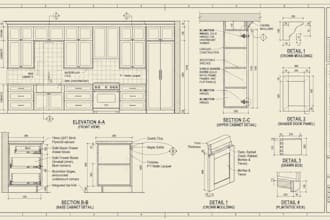 do shop drawing, woodwork, cabinet, casework and millwork