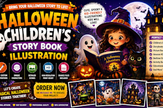 illustrate children story book illustration halloween children story book