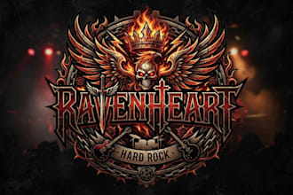 design a bold hard rock logo for band and music brand
