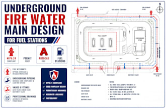 design underground fire water mains for fuel station projects