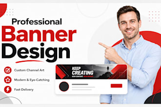 design a stunning youtube banner channel art twich banner and facebook cover