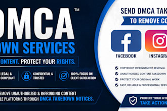 send dmca takedown notice to remove fb, instagram,yt