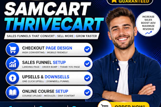 be your samcart thrivecart checkout page, upsell, online course