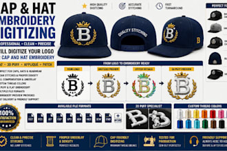 digitize your logo for cap and embroidery