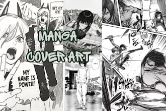 draw anime manga cover art comic book illustration manga artist or webtoon cover
