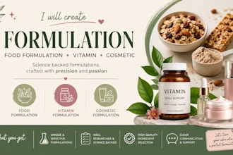 create formulation, food formulation, vitamin and cosmetic