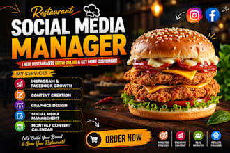 be your restaurant social media manager for cafe food catering