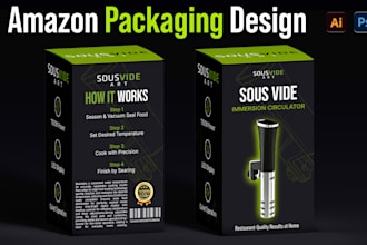 design amazon packaging, box, label and product packaging