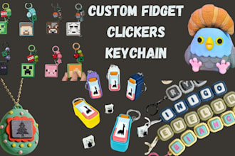 design custom 3d fidget clickers articulated flexi toy model keychain stl 3mf
