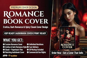 romance book cover design, erotica, dark romance and spicy ebook cover for KDP