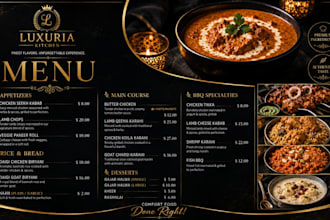 design professional restaurant menu and food flyer