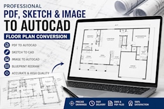 convert PDF, sketch or image to autocad floor plan