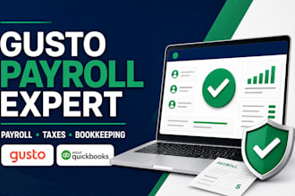 manage USA gusto payroll taxes and quickbooks bookkeeping bank reconciliation