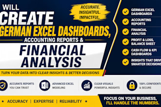 create german excel dashboards, accounting reports and financial analysis