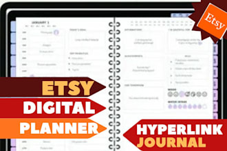 digital planner,hyperlinked planner,etsy,calendar, printable planner, goodnotes