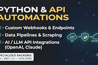 do custom python scripting, api integration, and webhooks automation