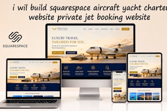 build squarespace aircraft yacht charter website private jet booking website