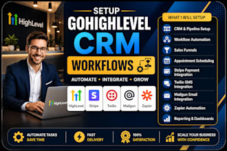 setup gohighlevel CRM workflows stripe twilio mailgun zapier
