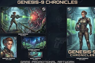 design steam capsule art, game cover art, indie game banner, storefront