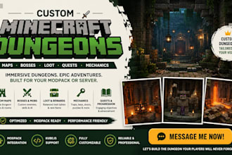 create custom minecraft dungeons, dungeon maps, mobs loot, modpack systems quest