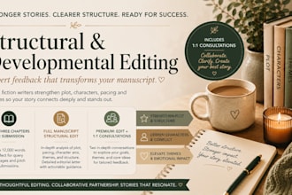 edit your novel, book or manuscript into a masterpiece