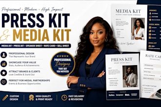 design a professional press kit, media kit and speaker one sheet