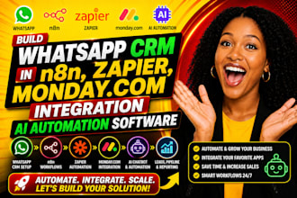 build whatsapp crm in n8n zapier monday com integration ai automation software