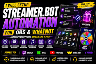 setup streamer bot automation for obs and whatnot