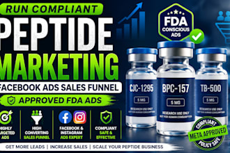 run compliant peptide marketing, peptide facebook ads sales funnel, approved ads