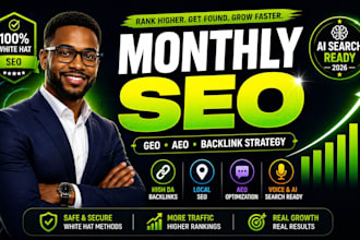 do monthly GEO aeo and SEO with an off page backlink strategy