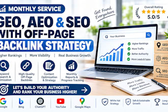 do monthly GEO aeo and SEO with an off page backlink strategy