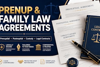 draft marriage contract, prenuptial agreement, postnuptial and custody agreement
