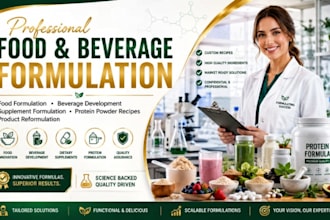 create custom food, beverage, supplement, and protein powder formulations