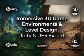 design immersive 3d game environments, game levels, game maps in unity ue5