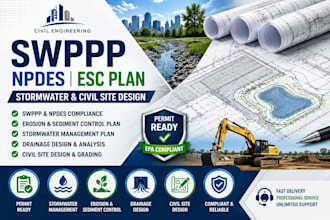 design swppp, npdes, esc plan civil site stormwater design