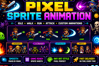 animate pixel art sprites for games with smooth frame by frame animation