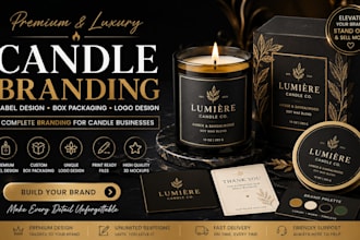 design modern candle label, candle box packaging and logo