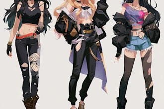 design tactical anime character concepts and action game art