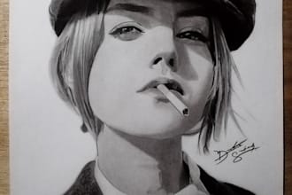 draw realistic charcoal and graphite portrait
