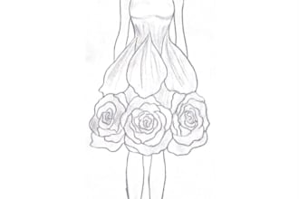 hand drawn nature inspired fashion illustration