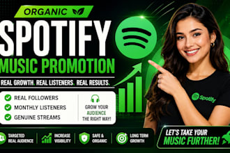 increase spotify followers, monthly listeners genuine streams