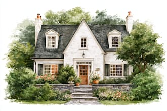 draw watercolor painting of your home, house