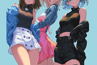 illustrate anime character art for light novels, webcomics, and posters