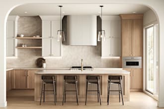 do kitchen design and photorealistic render