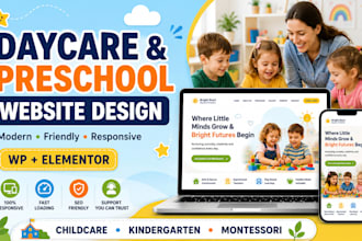 design a daycare preschool, childcare, or kindergarten website