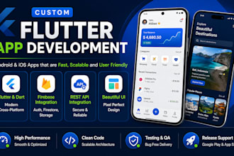 develop a custom flutter app for android and ios