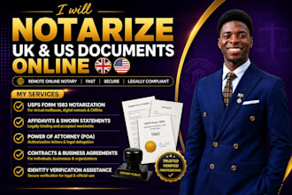 notarize UK US online notary, notarize legal document, usps form 1583, US notary