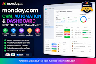 setup monday CRM monday com automation and dashboard for project management
