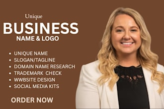 craft catchy business name, slogan, company name, logo design, website