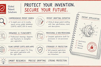 do patent search drafting and patent filing support for uspto ukipo wipo